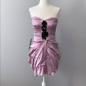 Bebe Silk Pink Strapless Mini Dress w/ Sequins XS
